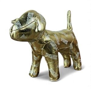 Victoria's Secret Pink Nation Gold with white "pink" letter Plush Dog